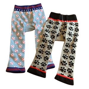 Huggalugs Kids Baby Size 6-12 Month Set of Two Knit Crawling Pants Dog Baseball